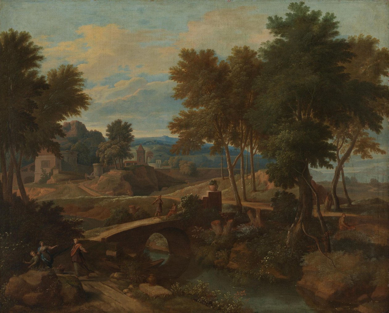 Een idyllisch landschap met een Italiaans karakter door Johannes Glauber