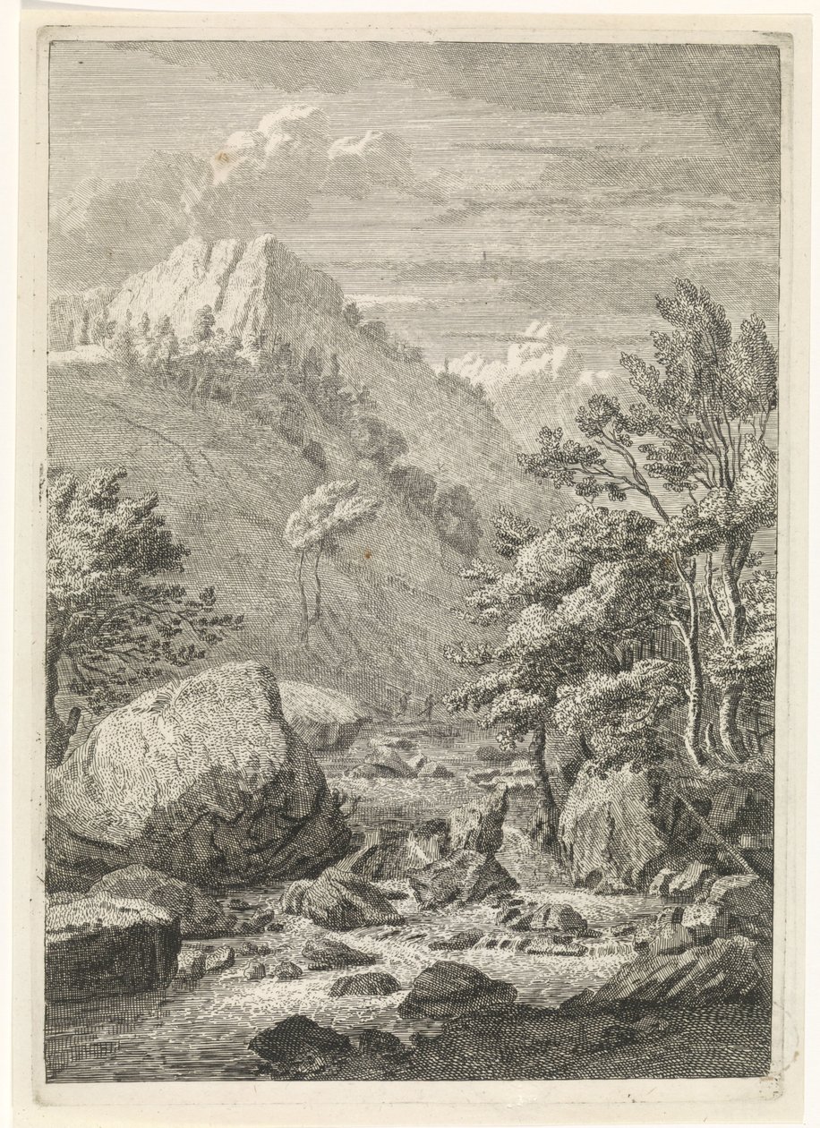 Ravijn met een brede waterval door Johannes Glauber