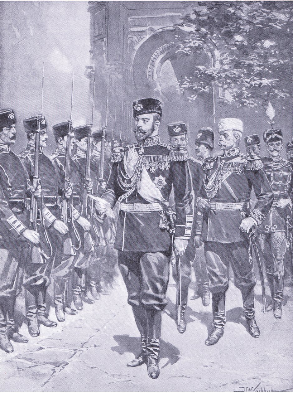 Zijne Keizerlijke Majesteit de Tsaar, illustratie uit Cassells Geschiedenis van de Russisch-Japanse Oorlog Vol 1, ca. 1900 door Johannes Hermann Barend Koekkoek
