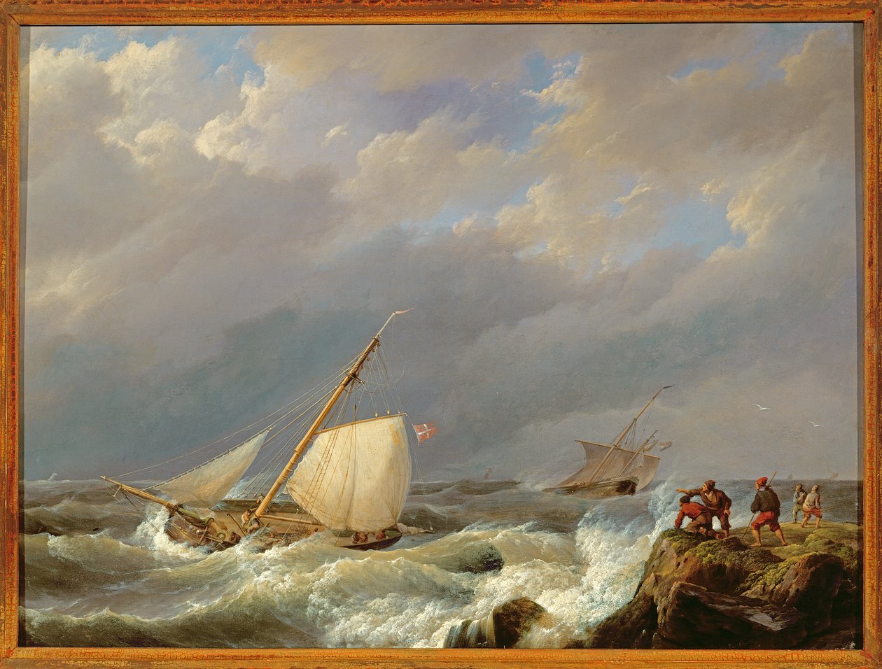 Schepen aan een lijzijde in een storm, 1844 door Johannes Hermann Barend Koekkoek