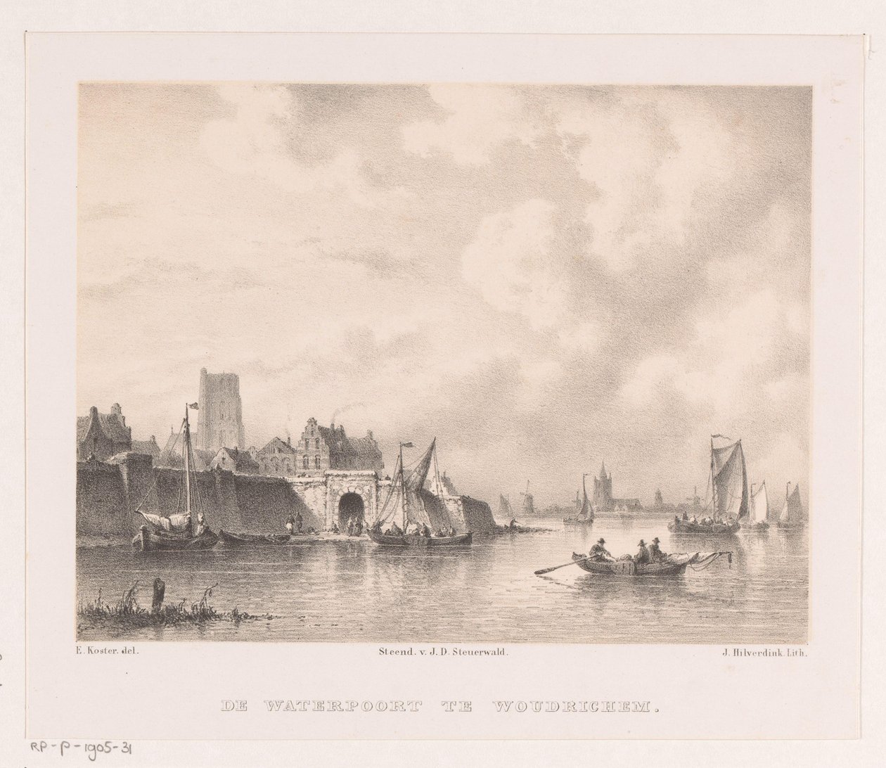 Waterpoort in Woudrichem door Johannes Hilverdink