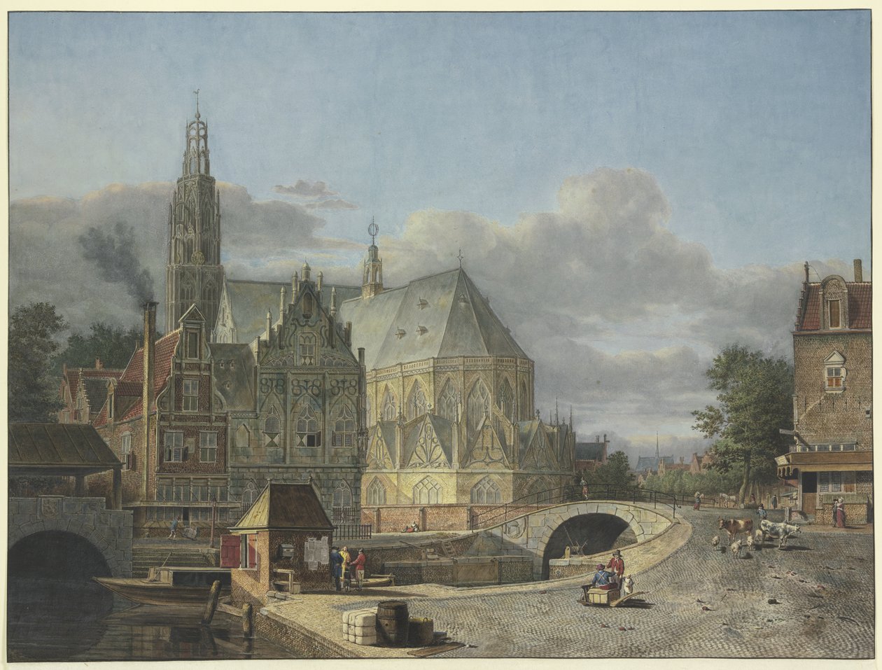 Gezicht op een Nederlandse stad door Johannes Huibert Prins