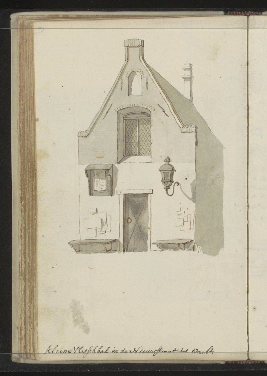 Voorgevel van de Kleine Vleeshal aan de Lange Nieuwstraat te Utrecht door Johannes Huibert Prins
