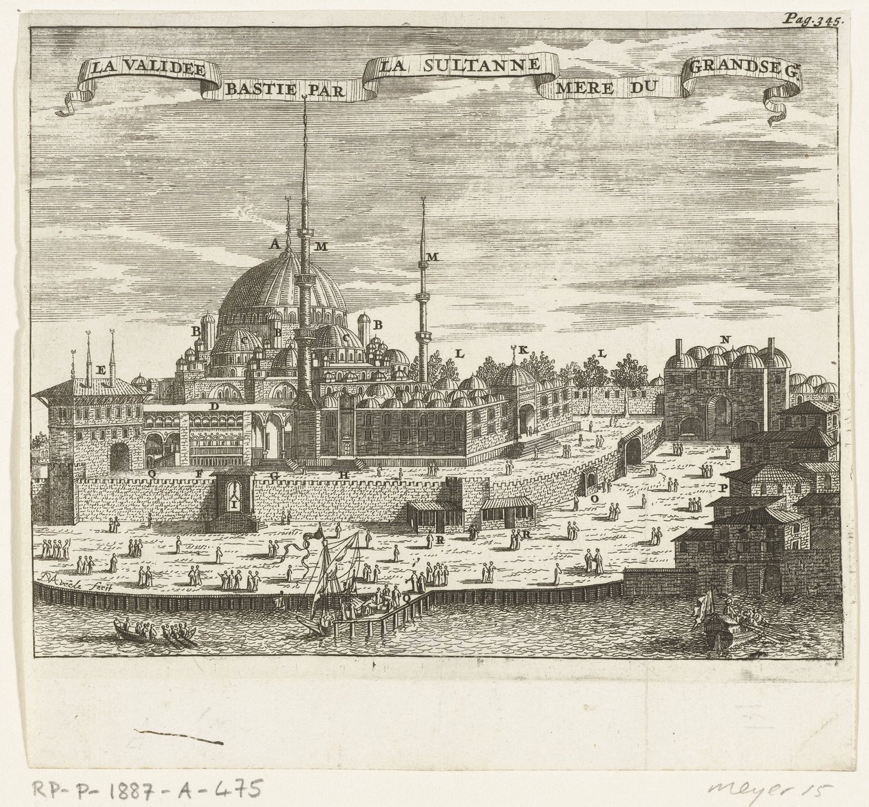 Gezicht op de Yeni Cami door Johannes Jacobsz van den Aveele