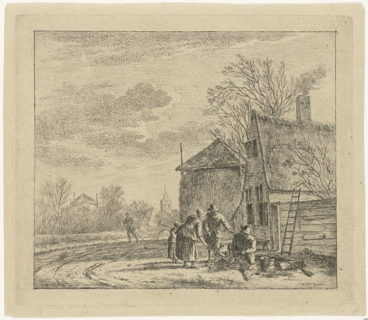 Landschap met boerderij en hooischuur door Johannes Janson
