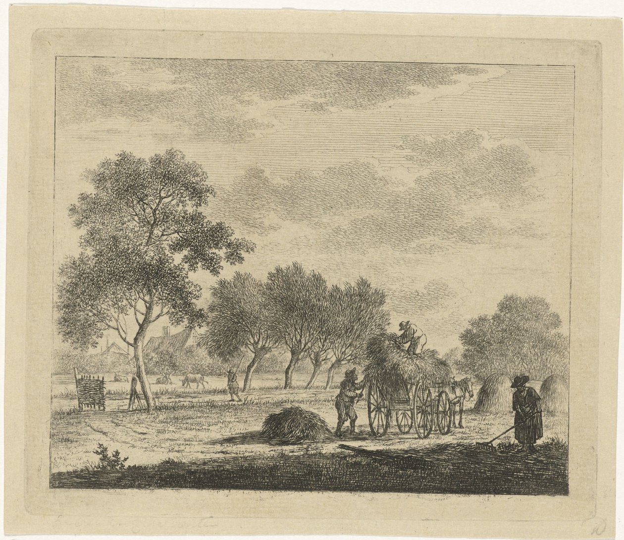 Landschap met hooiwagen door Johannes Janson