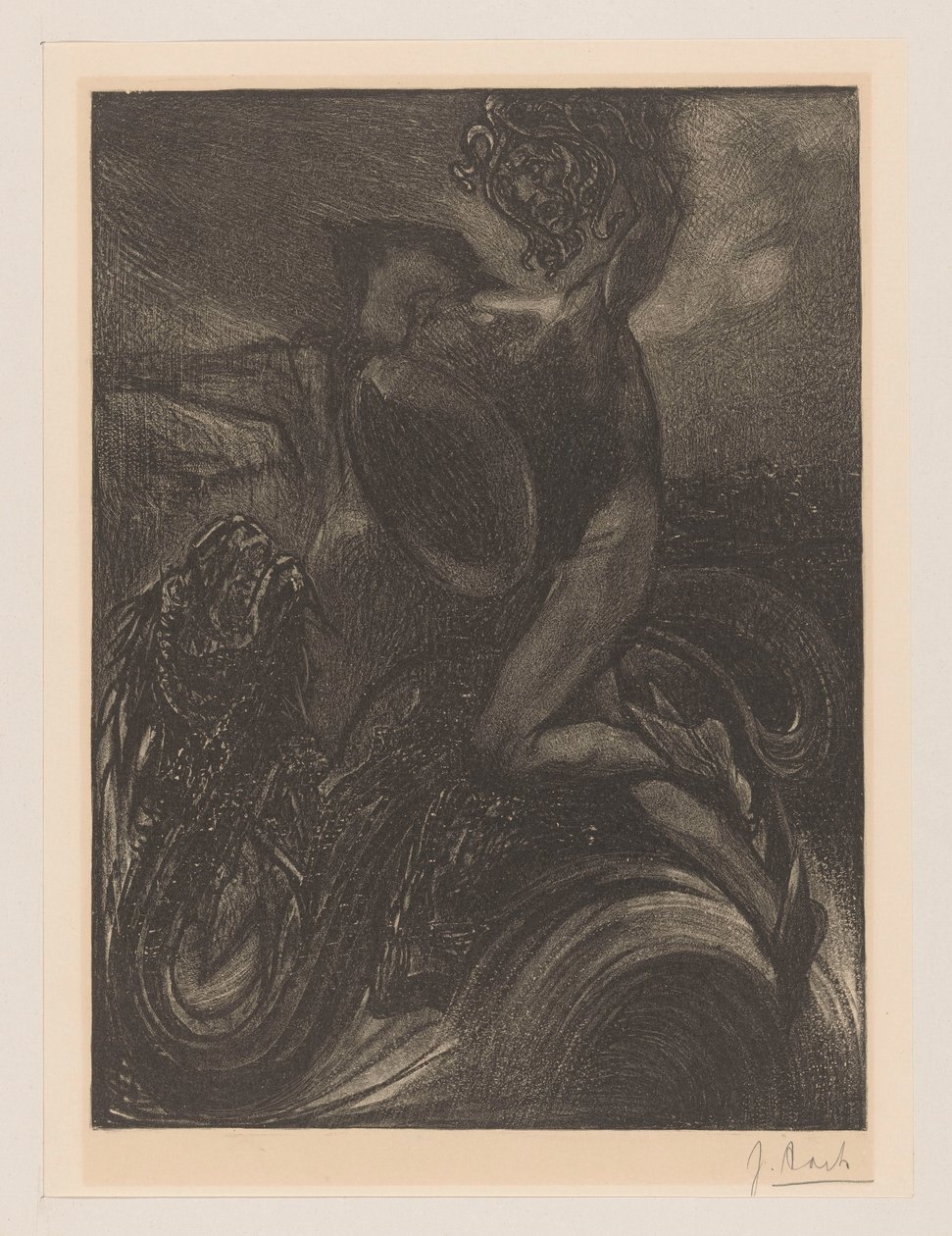 Perseus en het zeemonster door Johannes Josephus Aarts (signed by artist)