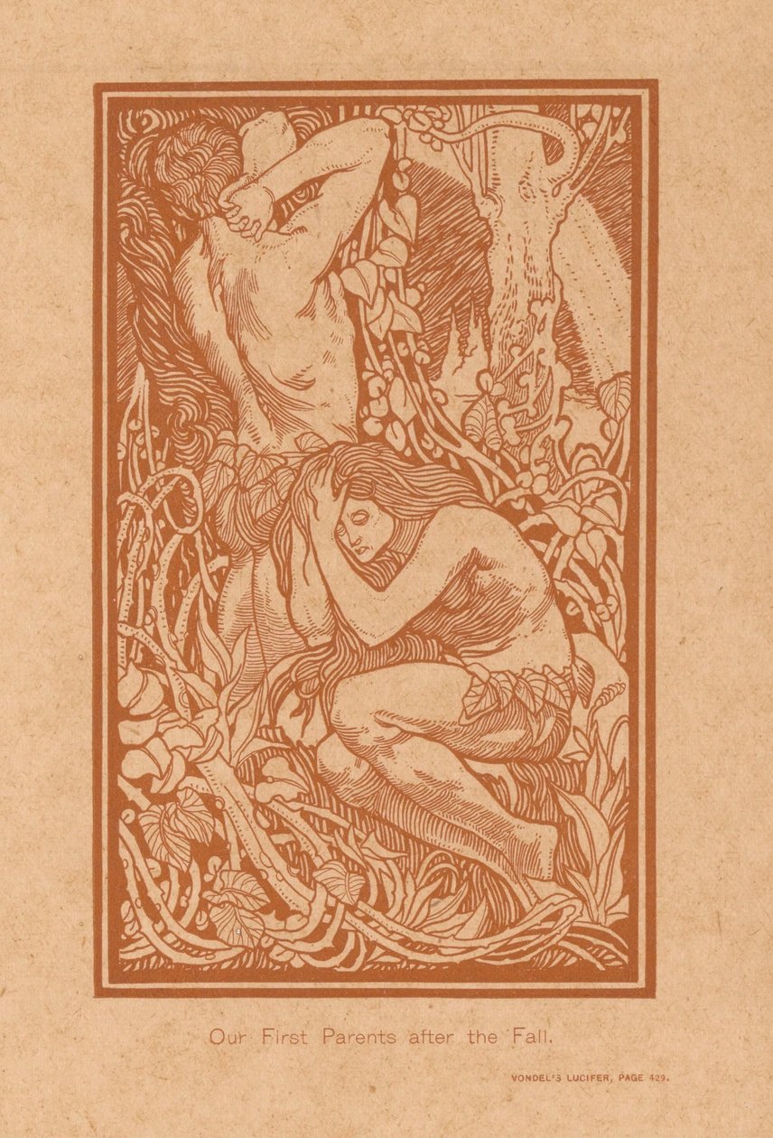 Adam en Eva na de zondeval door Johannes Josephus Aarts