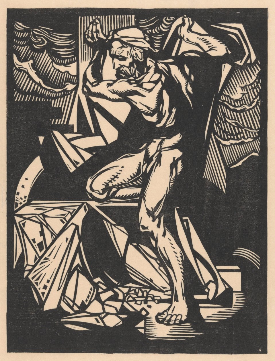 Simson vernielt de zuilen van de tempel door Johannes Josephus Aarts