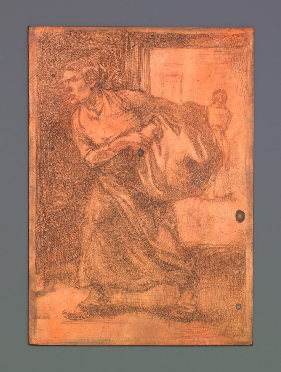 Vrouw draagt een baal door Johannes Josephus Aarts