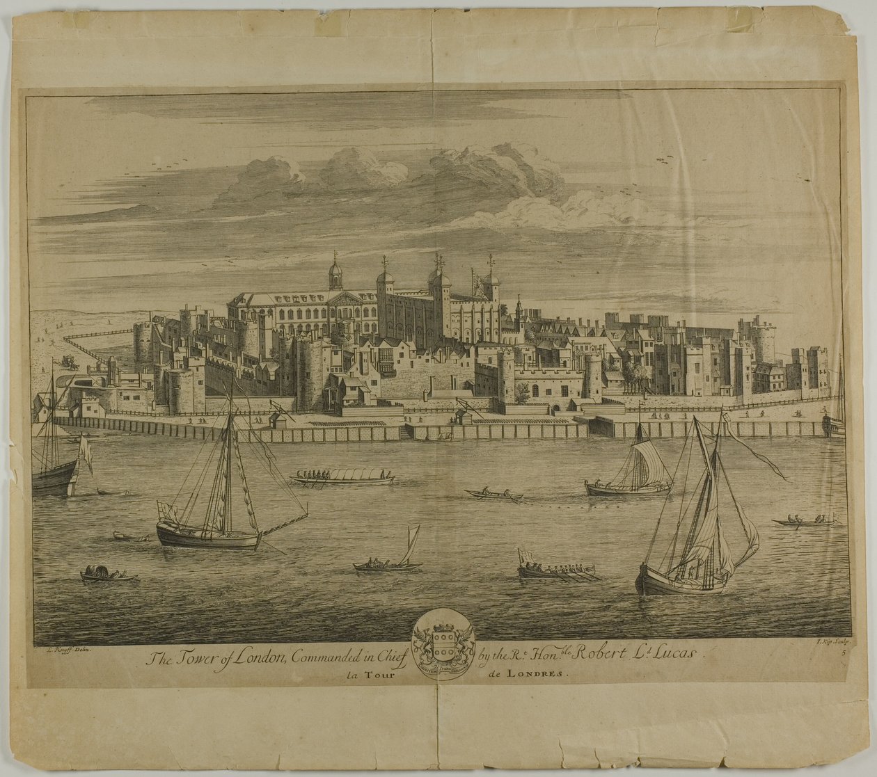 De Tower of London, plaat vijf uit Britannia Illustrata door Johannes Kip