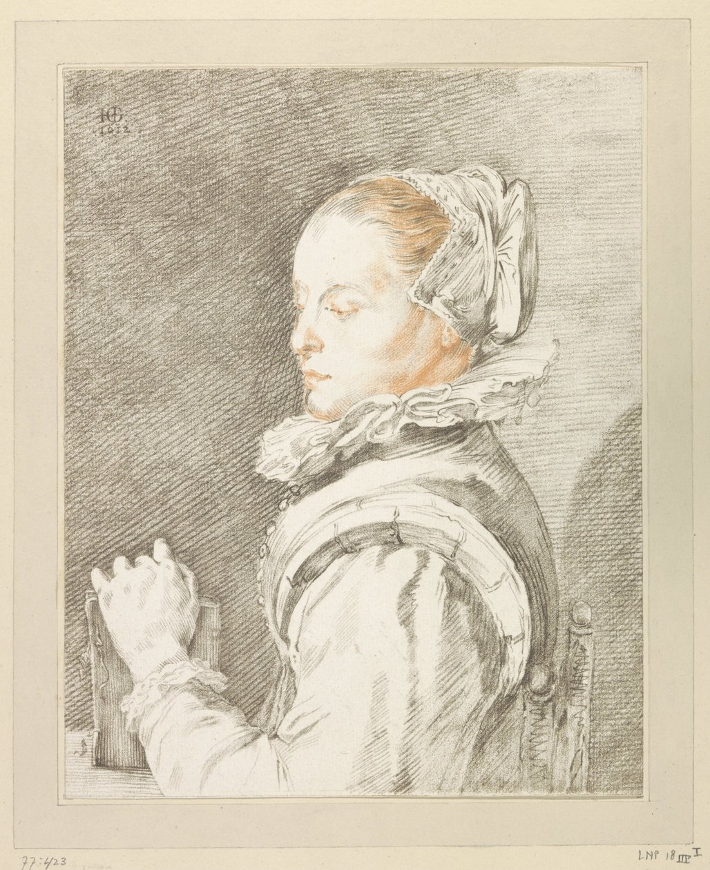 Portret van een jonge vrouw door Johannes Kornlein