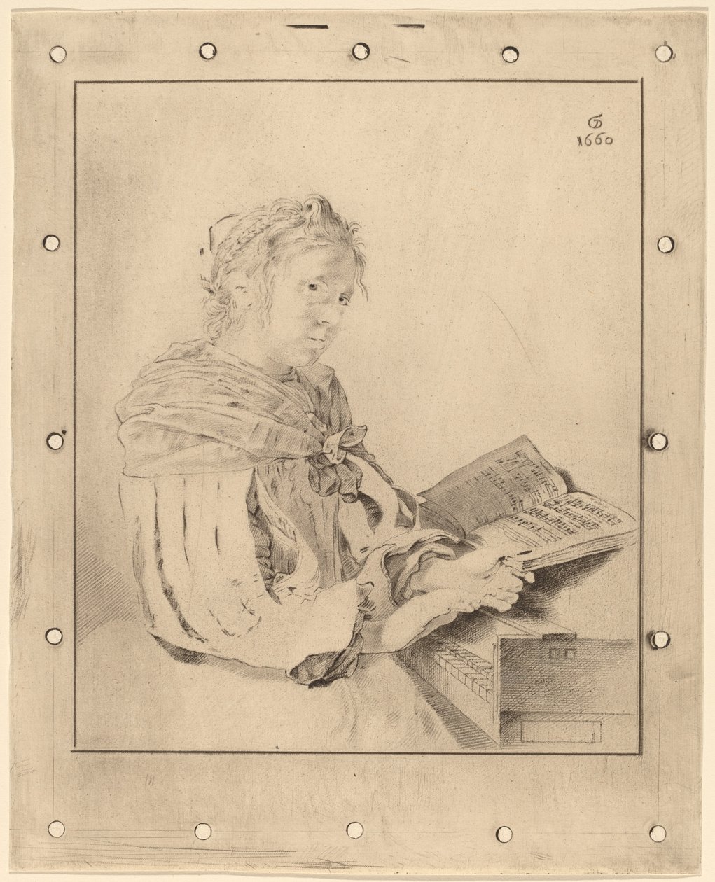 Jong meisje aan het toetsenbord door Johannes Kornlein