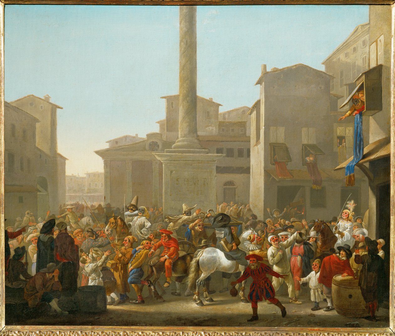 Carnaval in Rome (schilderij op doek) door Johannes Lingelbach
