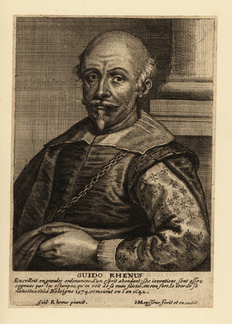 Portret van Guido Reni, Italiaanse schilder van de Bolognese school van de Barokperiode door Johannes Meyssens