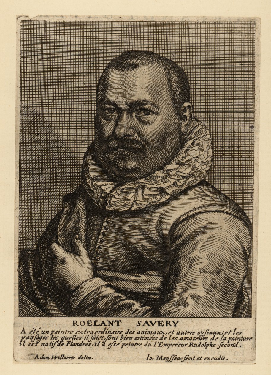 Portret van Roelant Savery, in Vlaanderen geboren schilder uit de Nederlandse Gouden Eeuw door Johannes Meyssens