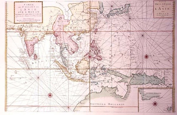 Kustkaart van noordwestelijk India tot noordelijk Australië via Japan en de Filippijnen, c.1700 door Johannes and Mortier Cornelis Covens