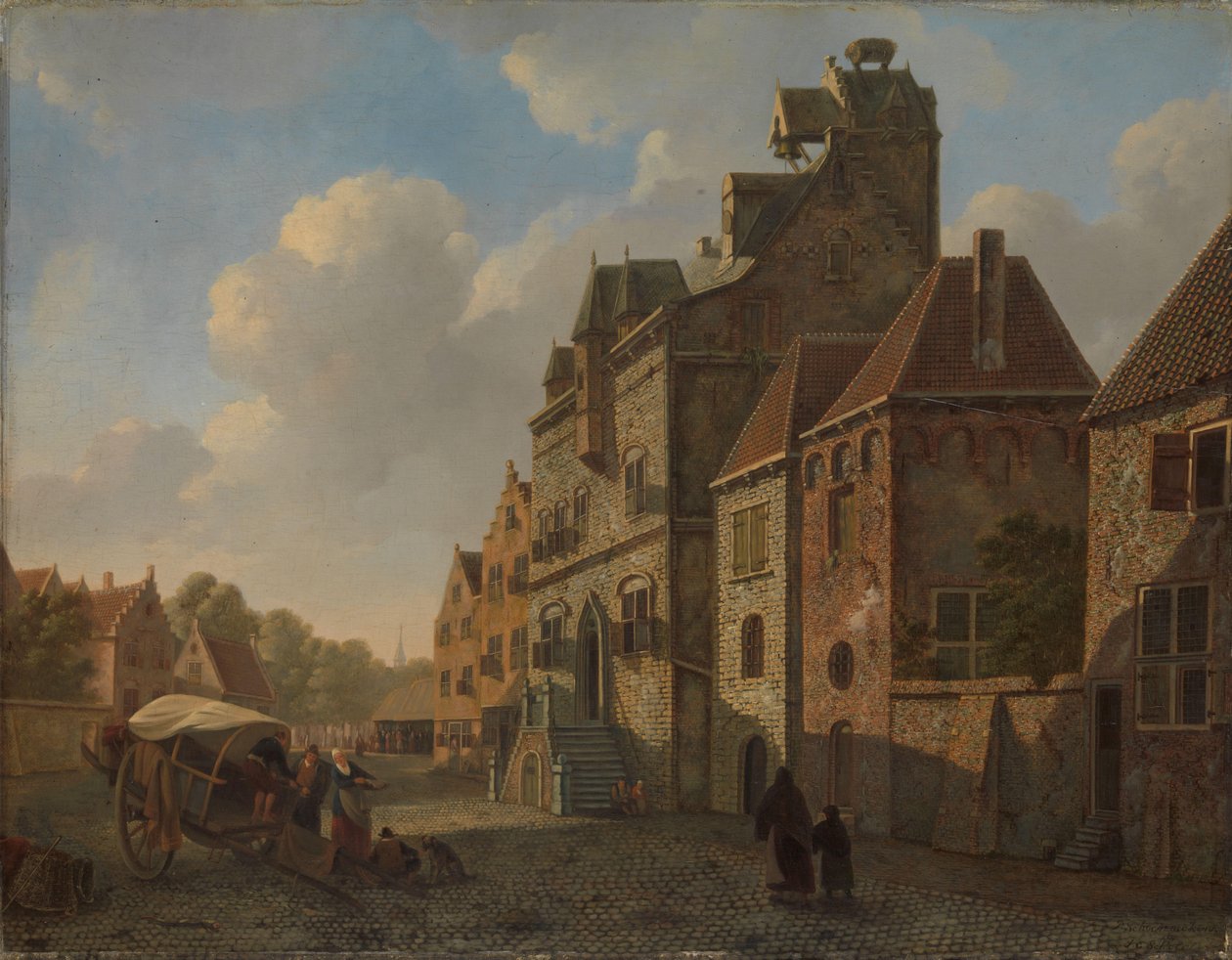 Gezicht op Dordrecht door Johannes Schoenmakers