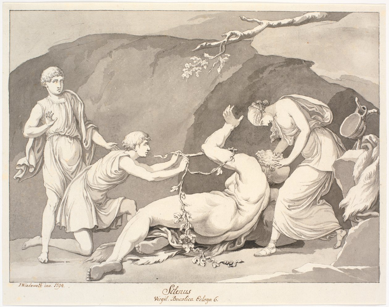 "Silenus/ Virgil. Bucolia Ecloga 6." door Johannes Wiedewelt