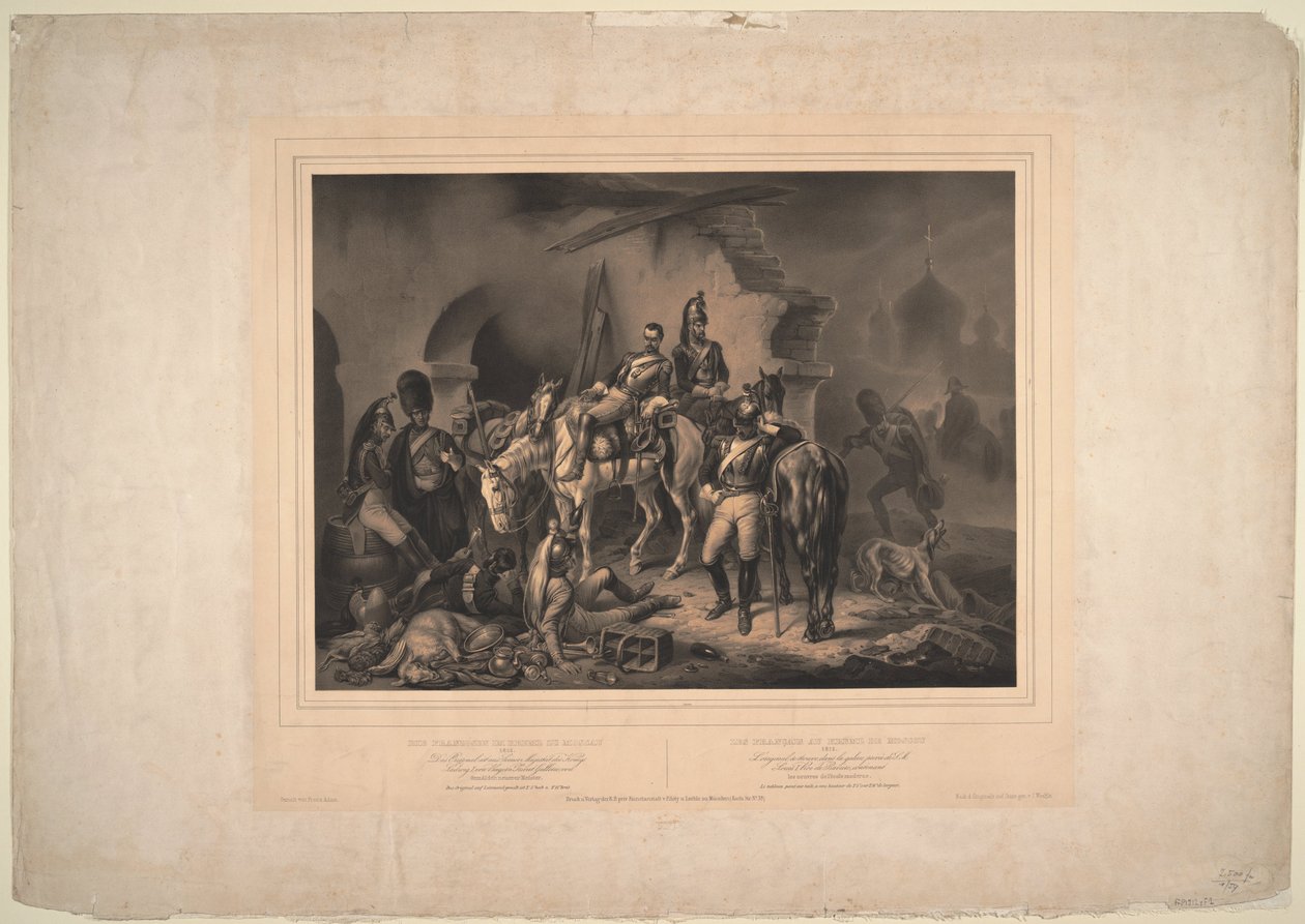 Het Franse leger in het Kremlin van Moskou door Johannes Woelffle