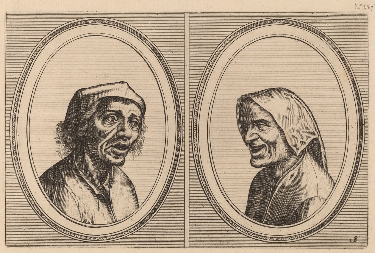 "Goe Geurtjen" en "Kribbighe Babbe" door Johannes and Lucas van Doetechum after Pieter Bruegel the Elder
