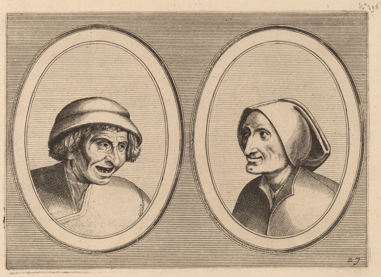"Keesje Licht-hart" en "Verblinde Swaen" door Johannes and Lucas van Doetechum after Pieter Bruegel the Elder