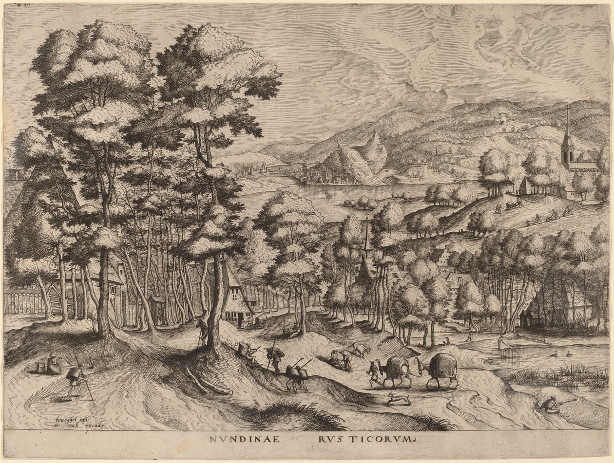 Nundinae Rusticorum (Rustieke Markt) door Johannes and Lucas van Doetechum after Pieter Bruegel the Elder