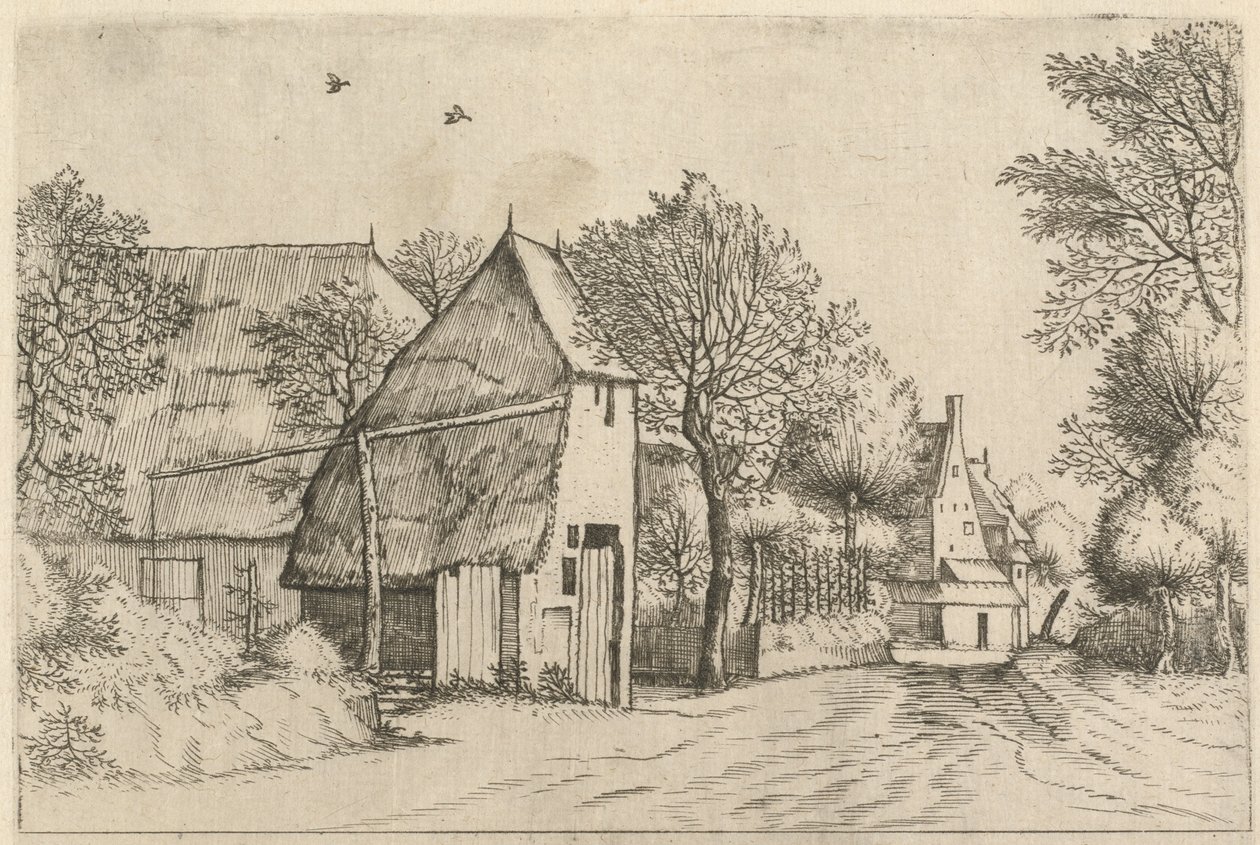 Dorpsweg met Waterput door Johannes and Lucas van Doetechum after the Master of the Small Landscapes