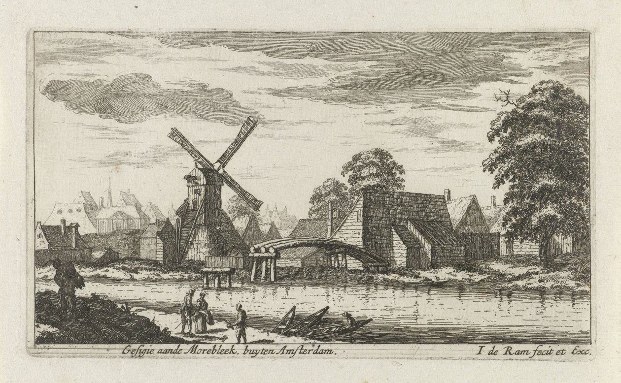 Gezicht op de Morebleek buiten Amsterdam door Johannes de Ram