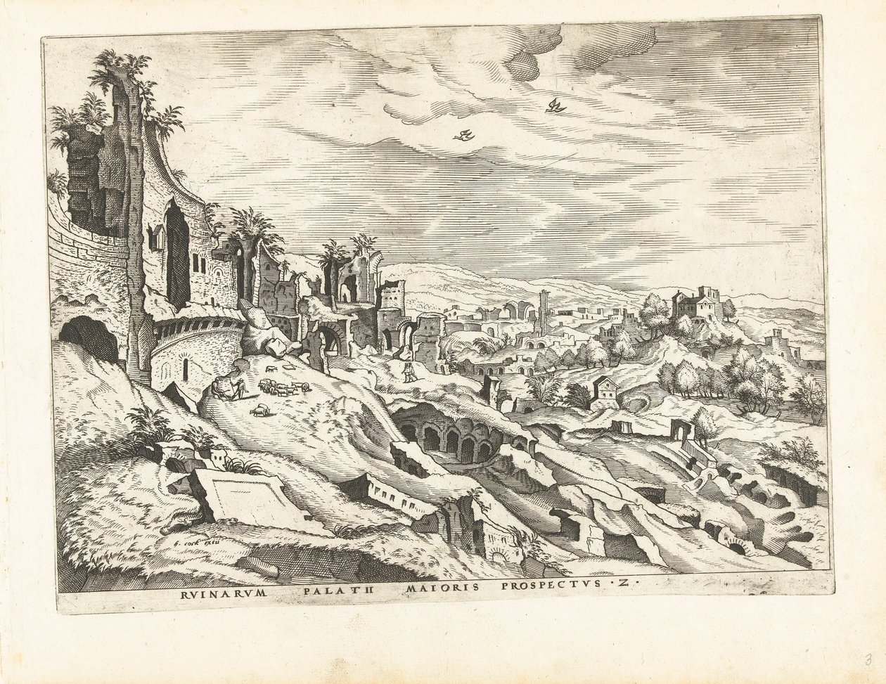 Tweede gezicht op de Palatijn in Rome door Johannes of Lucas van Doetechum (attributed to)