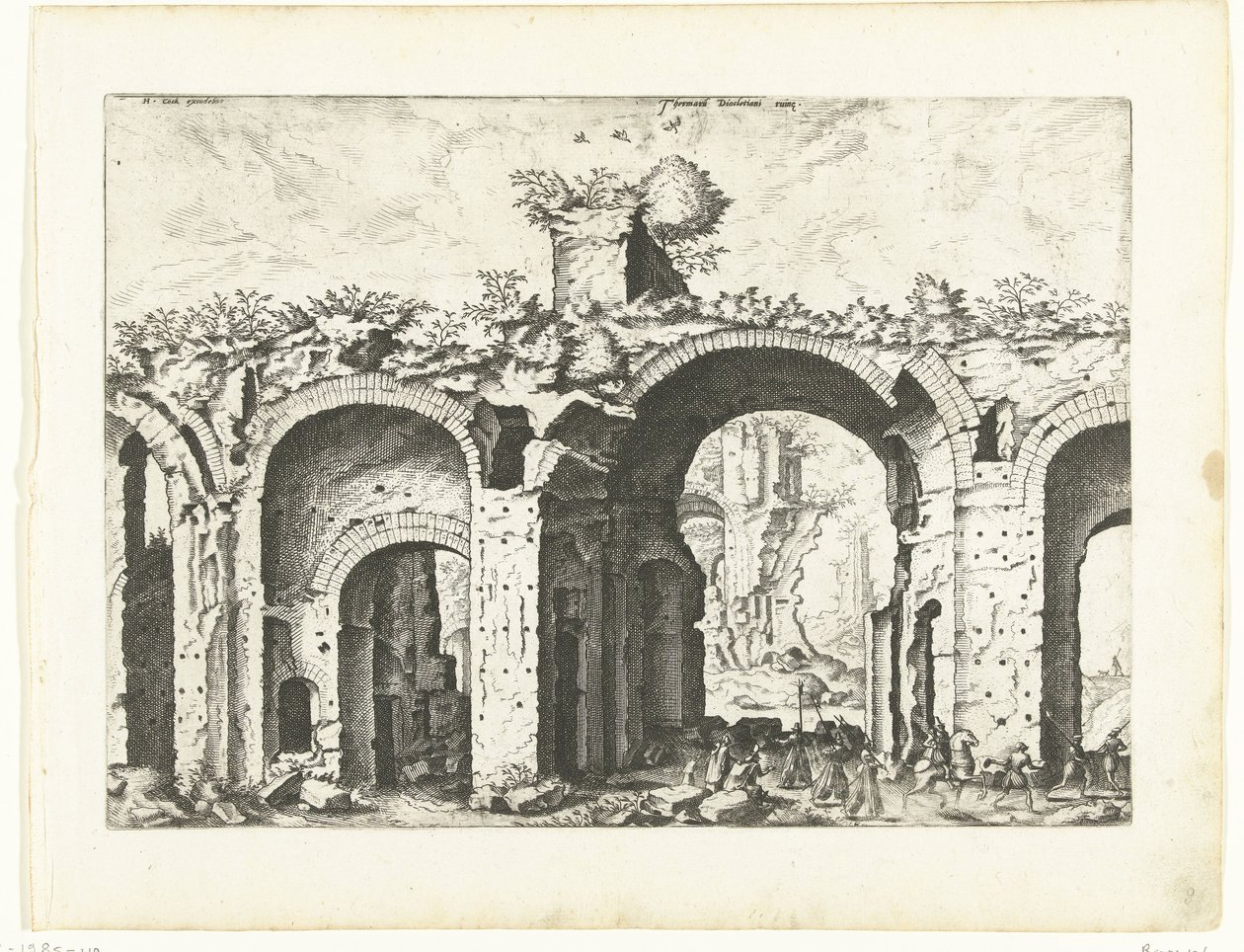 Tweede gezicht op de Thermen van Diocletianus door Johannes of Lucas van Doetechum (attributed to)