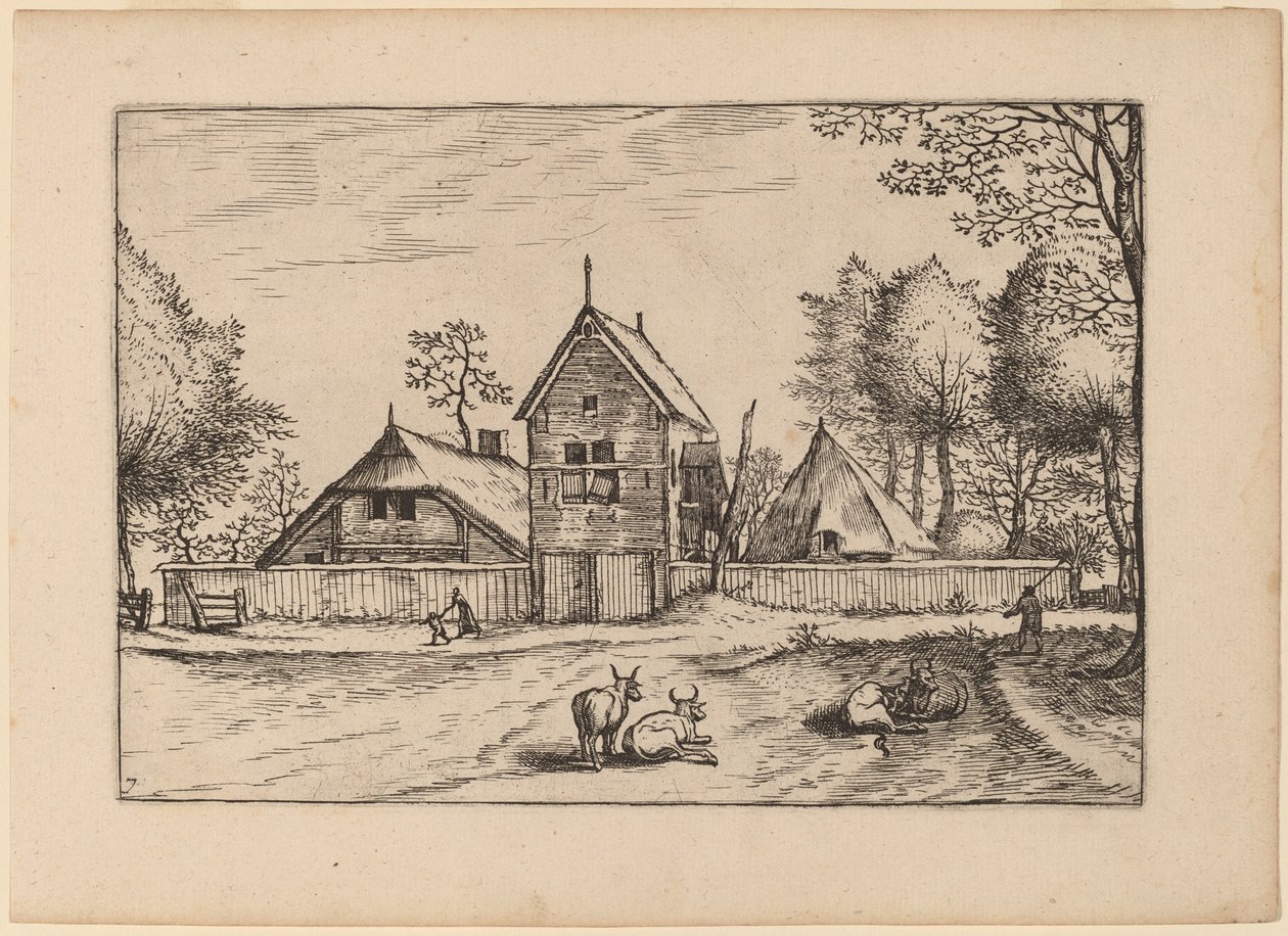 Boerderij door Johannes van Doetechum, the Elder and Lucas