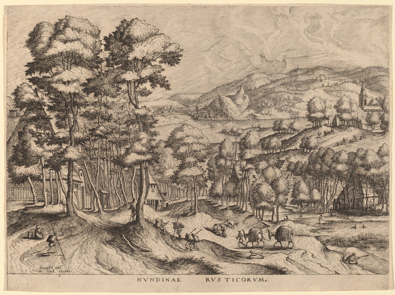 Nundinae Rusticorum (Rustieke markt) door Johannes van Doetechum the Elder and Lucas
