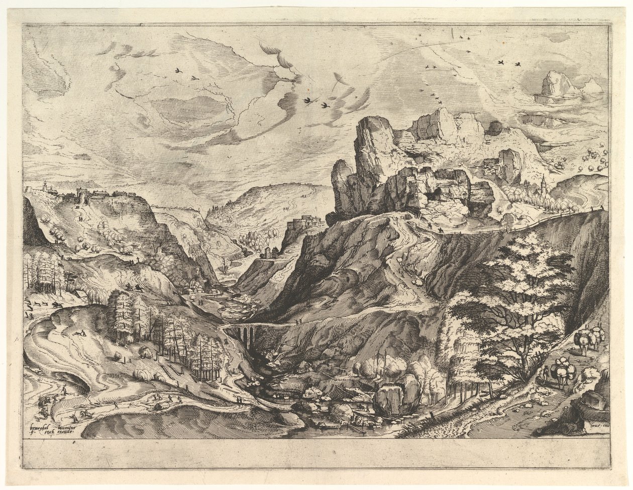 Alpenlandschap met een Diepe Vallei uit De Grote Landschappen, ca. 1555-56 door Johannes van Doetecum I