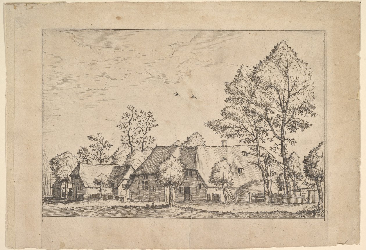 Grote boerderij met put uit Praediorum villarum et rusticarum casularum icones e..., ca. 1559-61 door Johannes van Doetecum I
