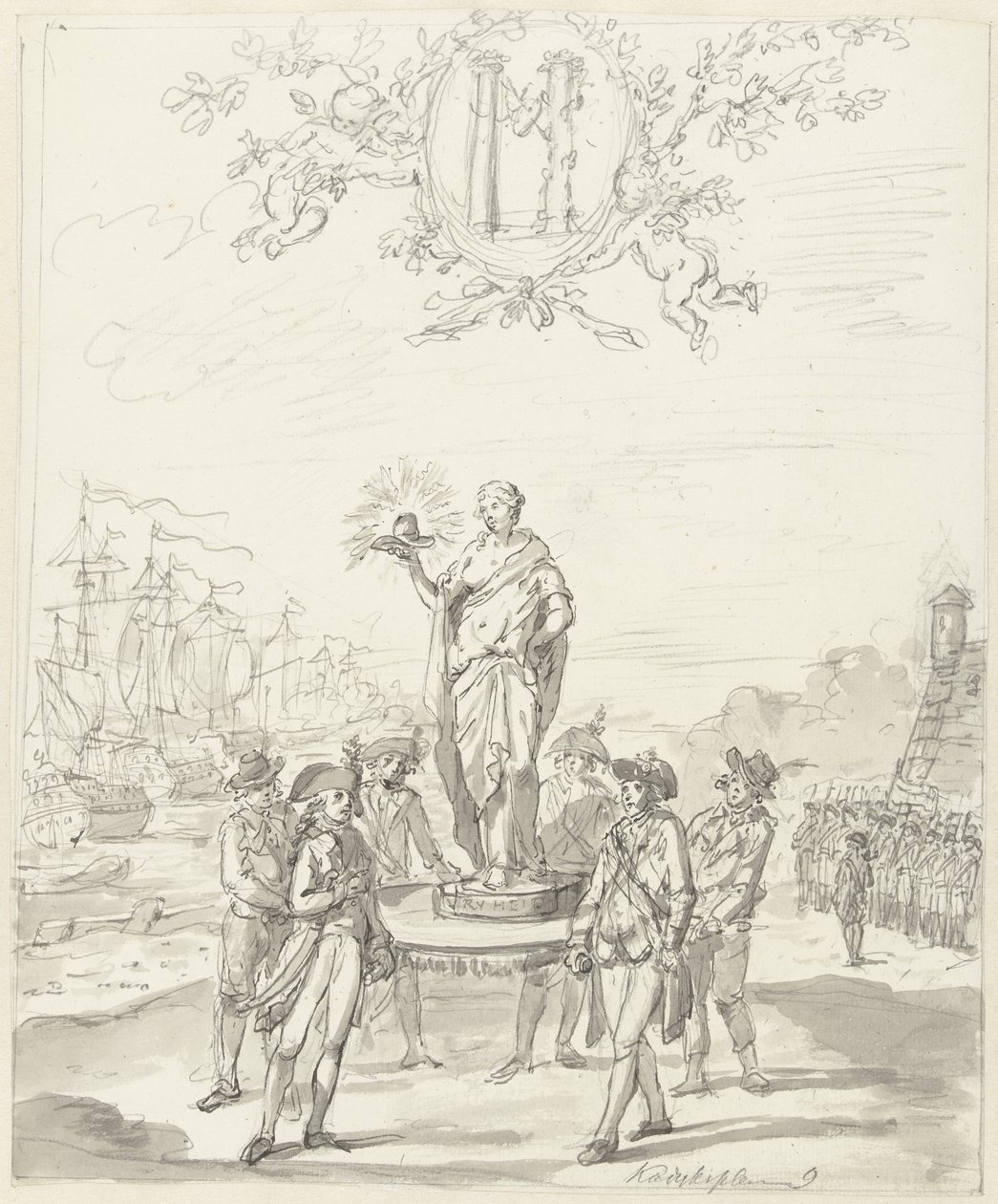 Algemene Wapening, decoratie op het Kadijksplein, 1795 door Johannes van Dregt (rejected attribution)