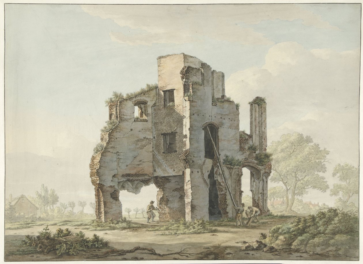 Het afbreken van de ruïne van de Abdij van Rijnsburg door Johannes van Lexmond