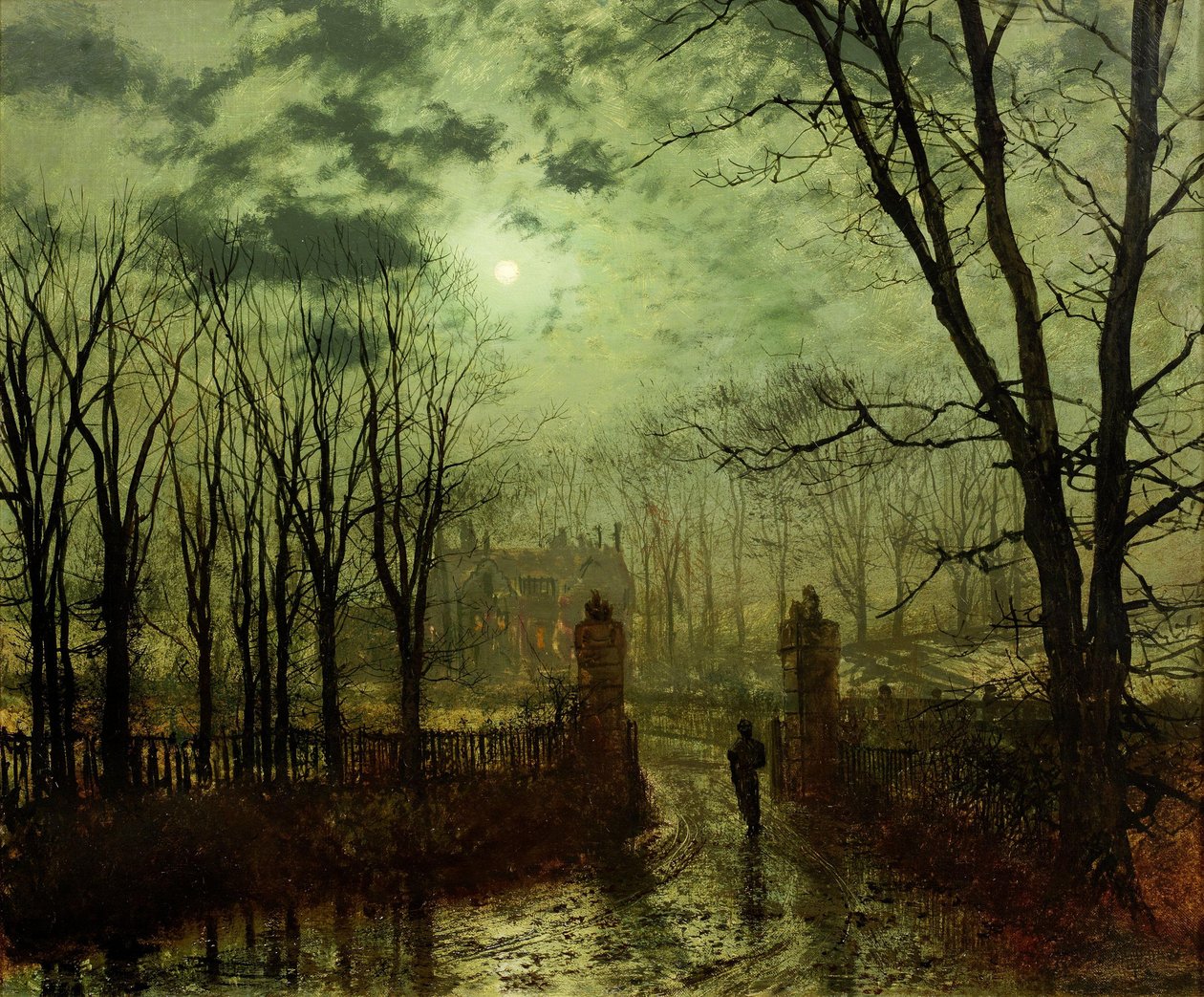 Bij de parkpoort door John Atkinson Grimshaw