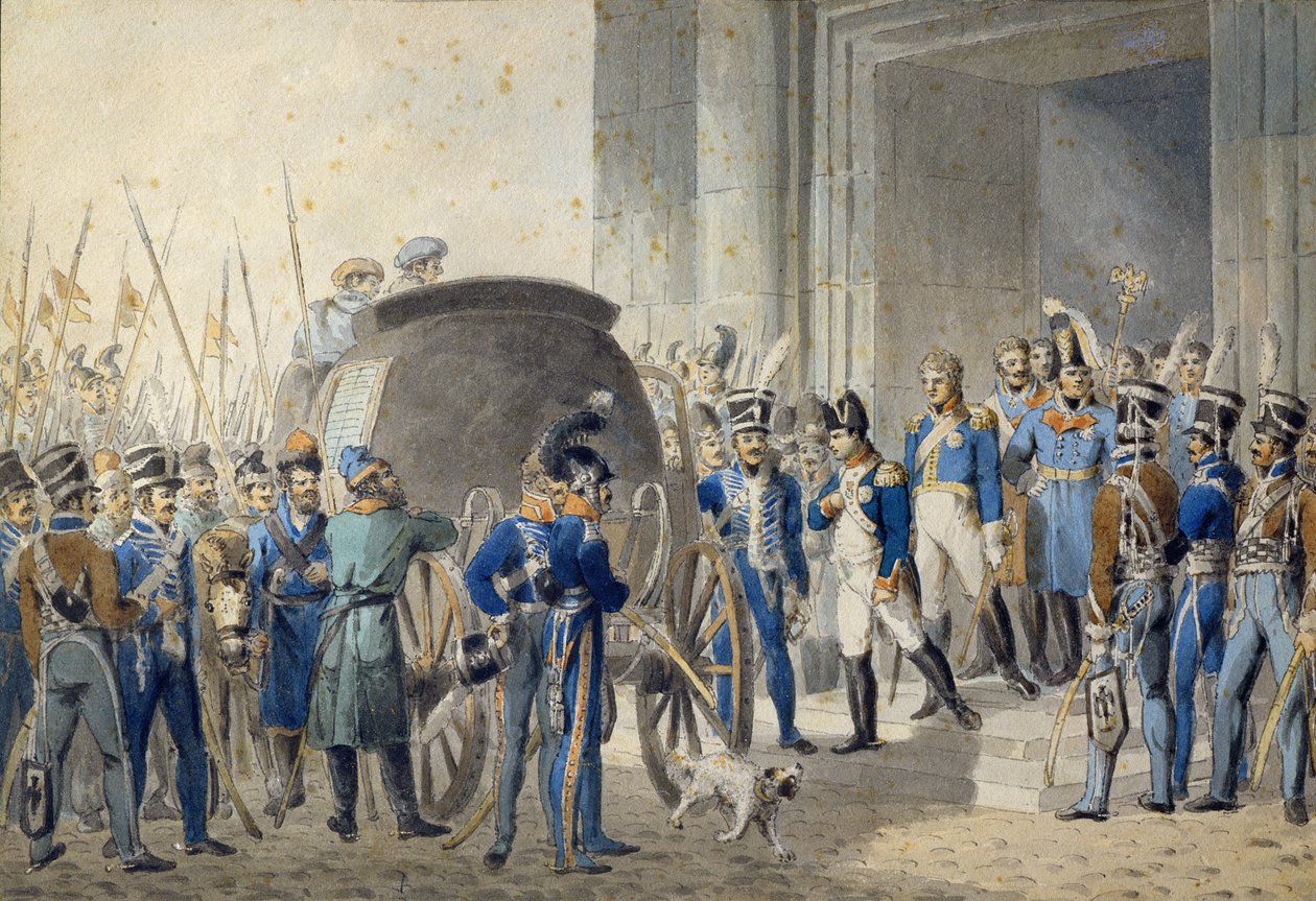 Vertrek van Napoleon (1769-1821) naar Elba door John Augustus Atkinson