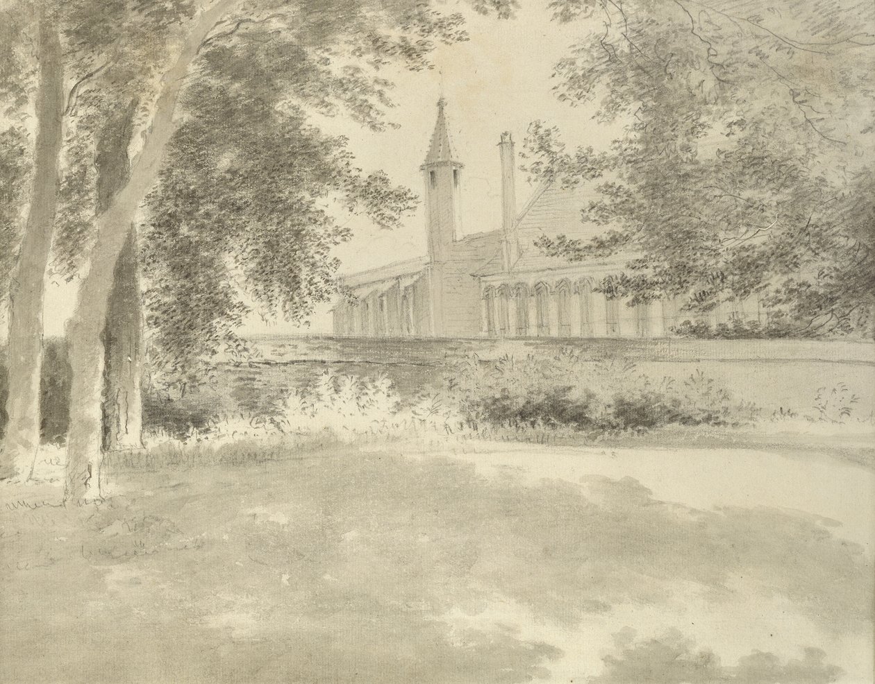 Balliol Chapel en Bibliotheek vanuit het Grove, 2 augustus 1783 door John Baptist Malchair