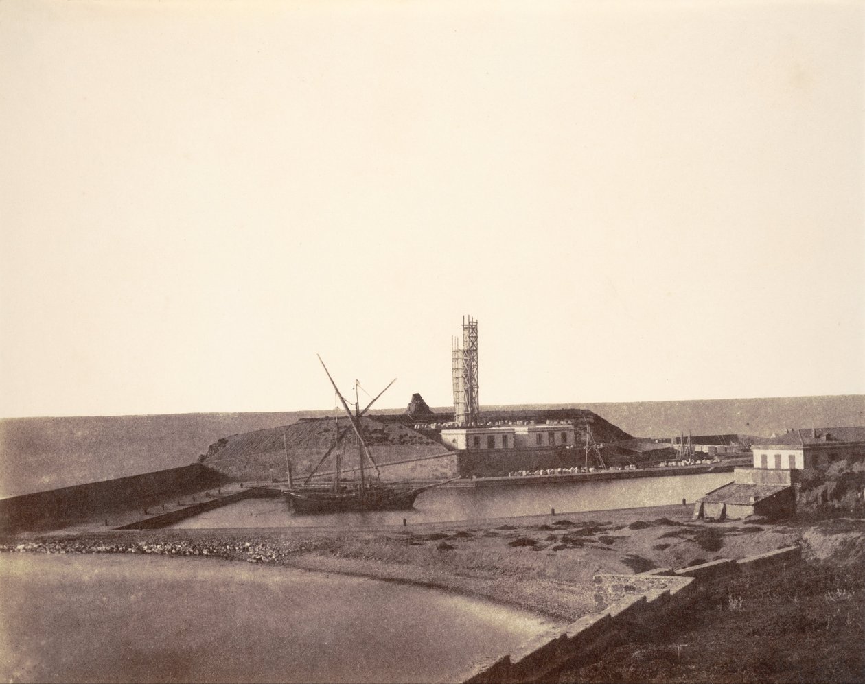 Vuurtoren in Aanbouw in Haven, Algerije door John Beasly Greene