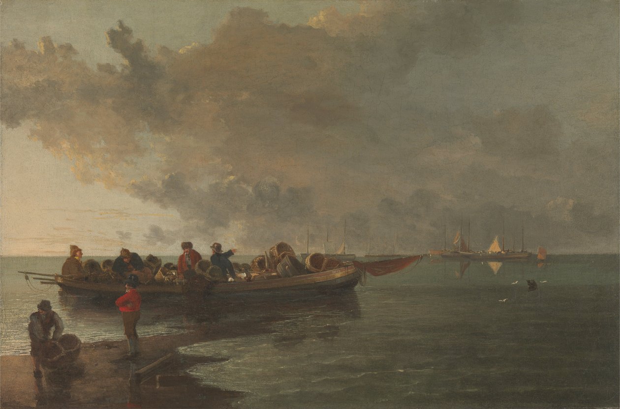 Een schuit met een gewonde soldaat door John Crome