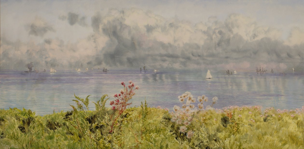 Het Kanaal van Bristol vanaf de Welshe kust, 1895 door John Brett
