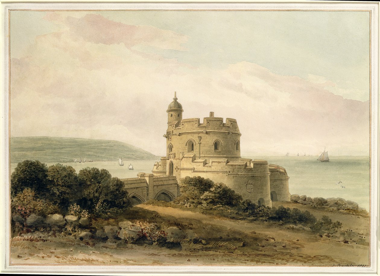 St. Mawes Kasteel, Cornwall, 1821 door John Chessell Buckler