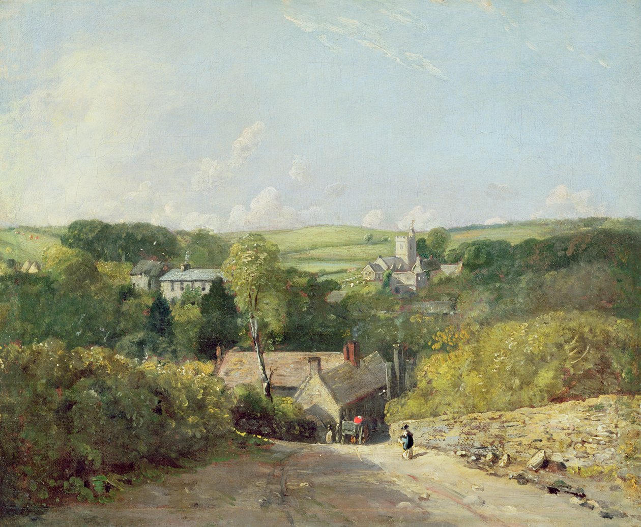 Een Uitzicht op het Dorp Osmington met de Kerk en Pastorie, 1816 door John Constable