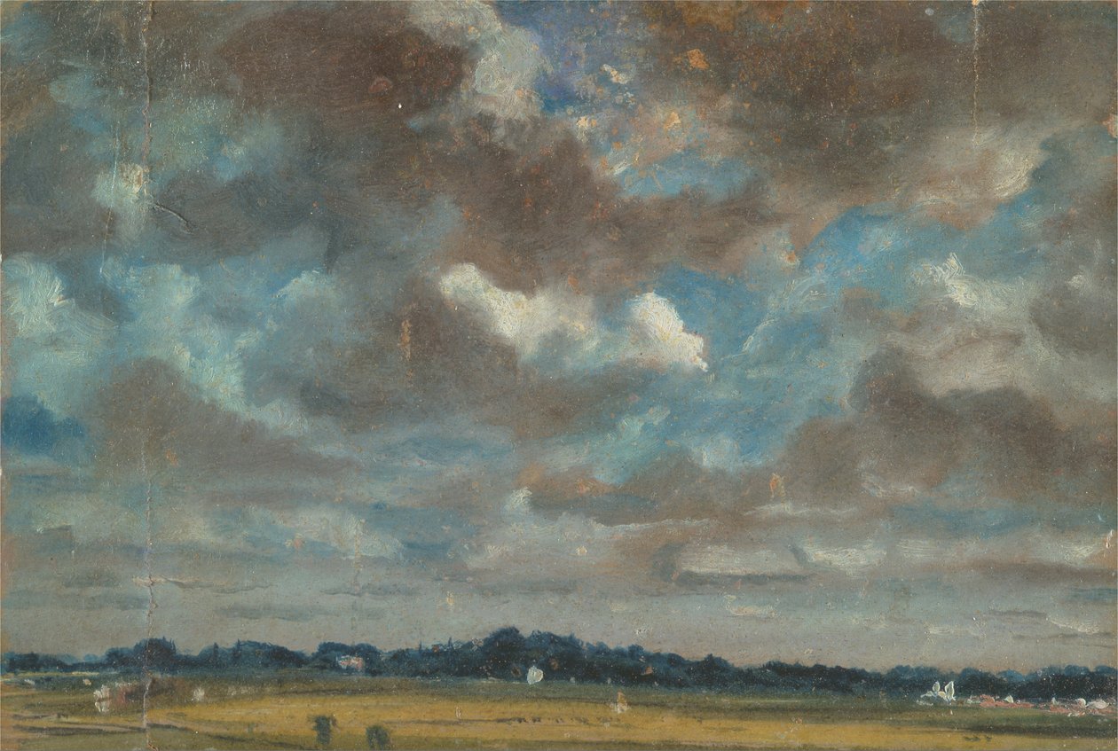 Uitgestrekt Landschap met Grijze Wolken door John Constable