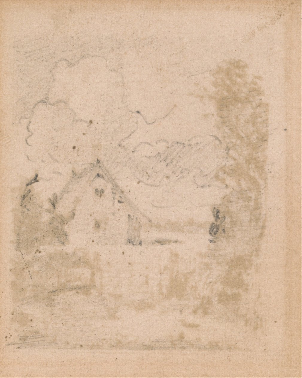 Studie voor Cottage in Korenveld, East Bergholt door John Constable