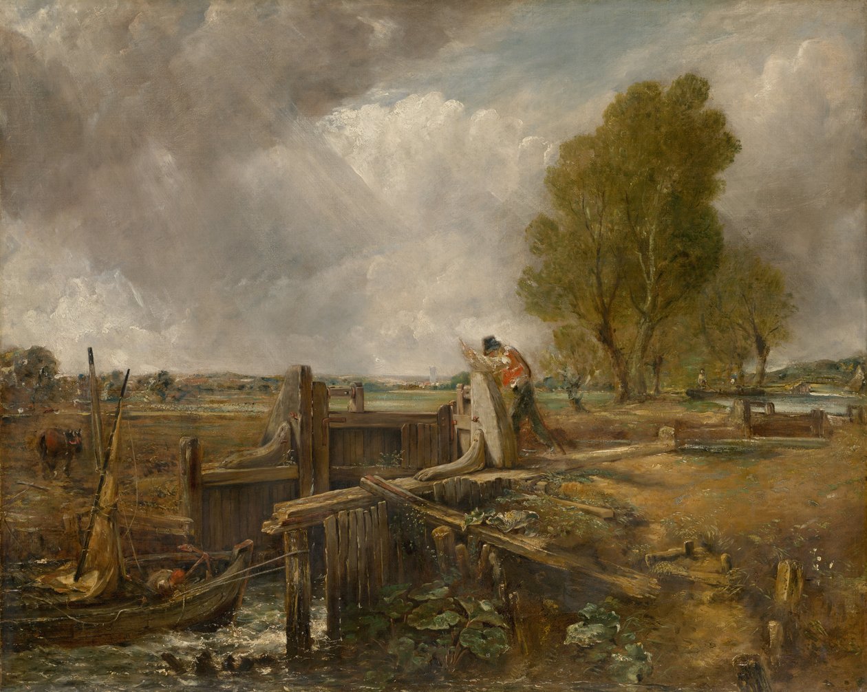 Studie van een boot die een sluis passeert door John Constable