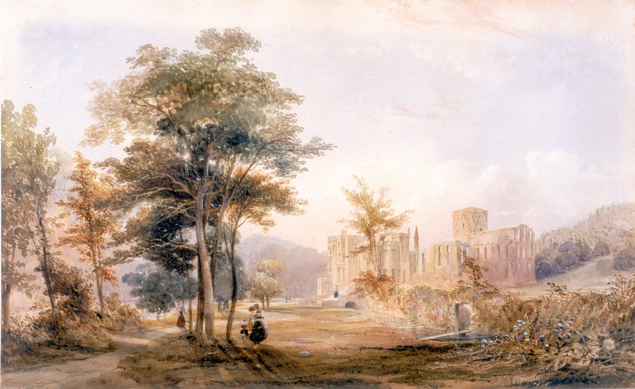Brinkburn Grange, Northumberland en Ruïnes van de Priorij door John Dobson