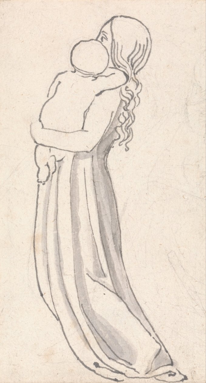 Vrouw die een kind in haar armen draagt door John Flaxman
